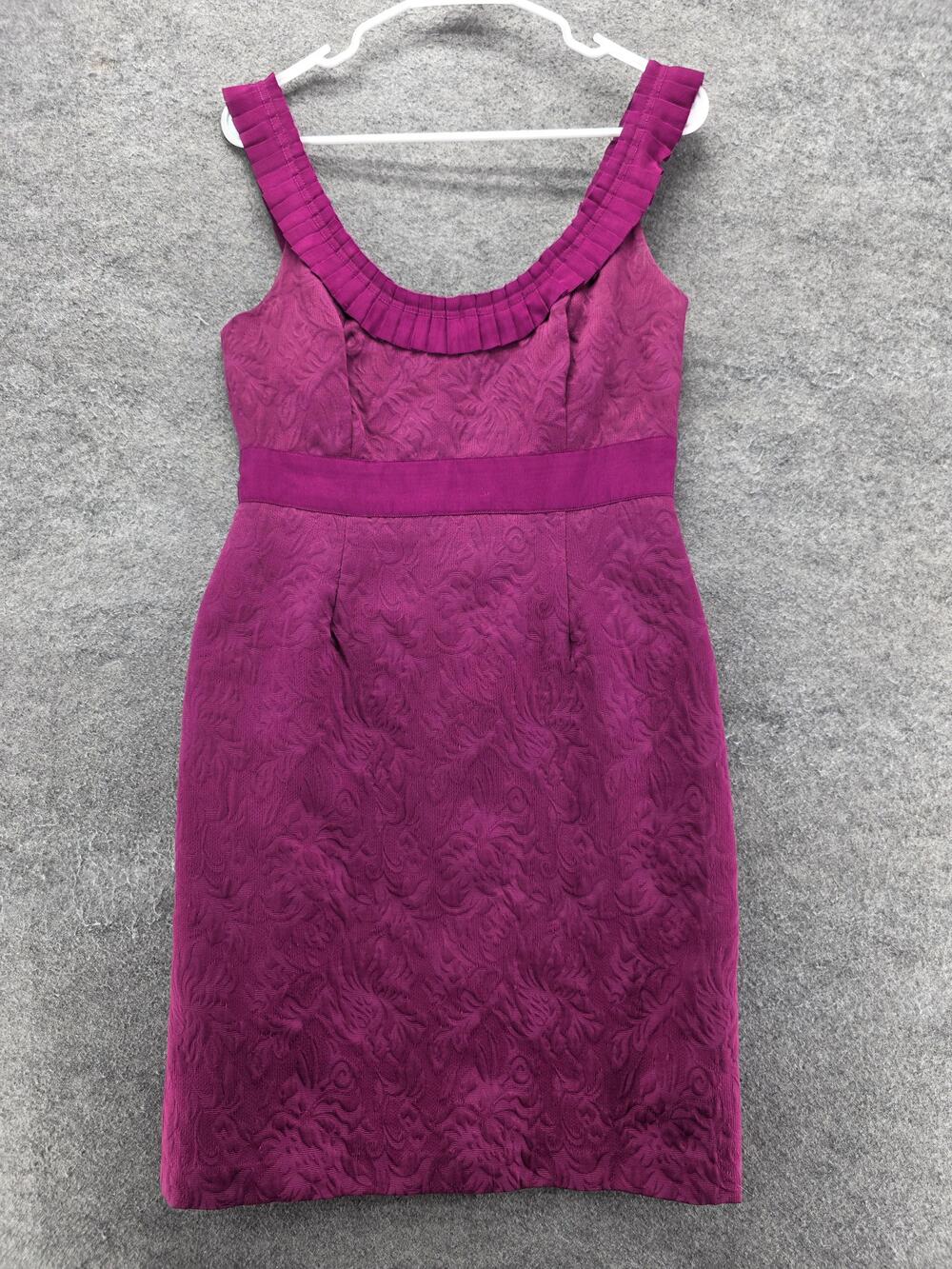 Antonio Melani Dress Womens 4 Purple Sheath Knee Length Scoop Jacquard Floral